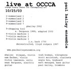 Paul Bailey Ensemble - Live From Occca